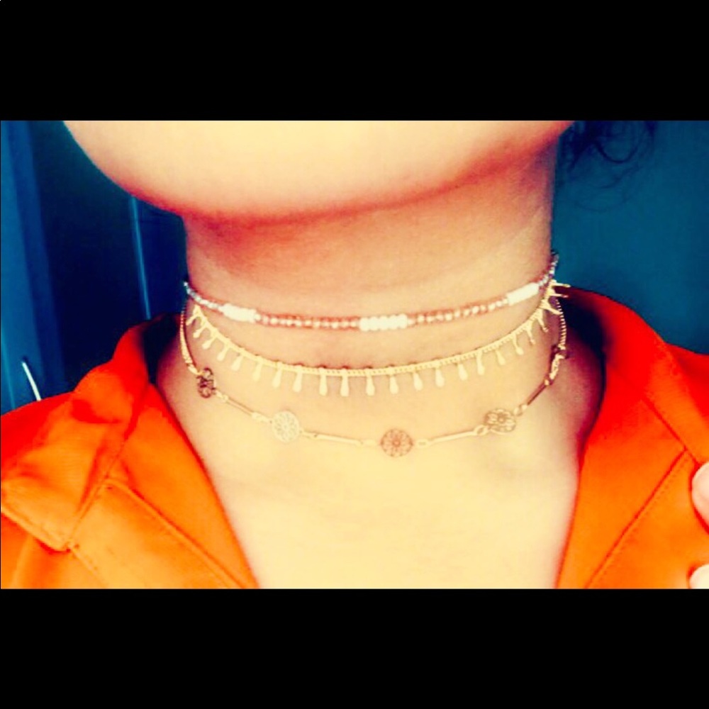 Set of 3 Bohemian Beaded Tribal Gold-Tone Chokers - Picture 4 of 8